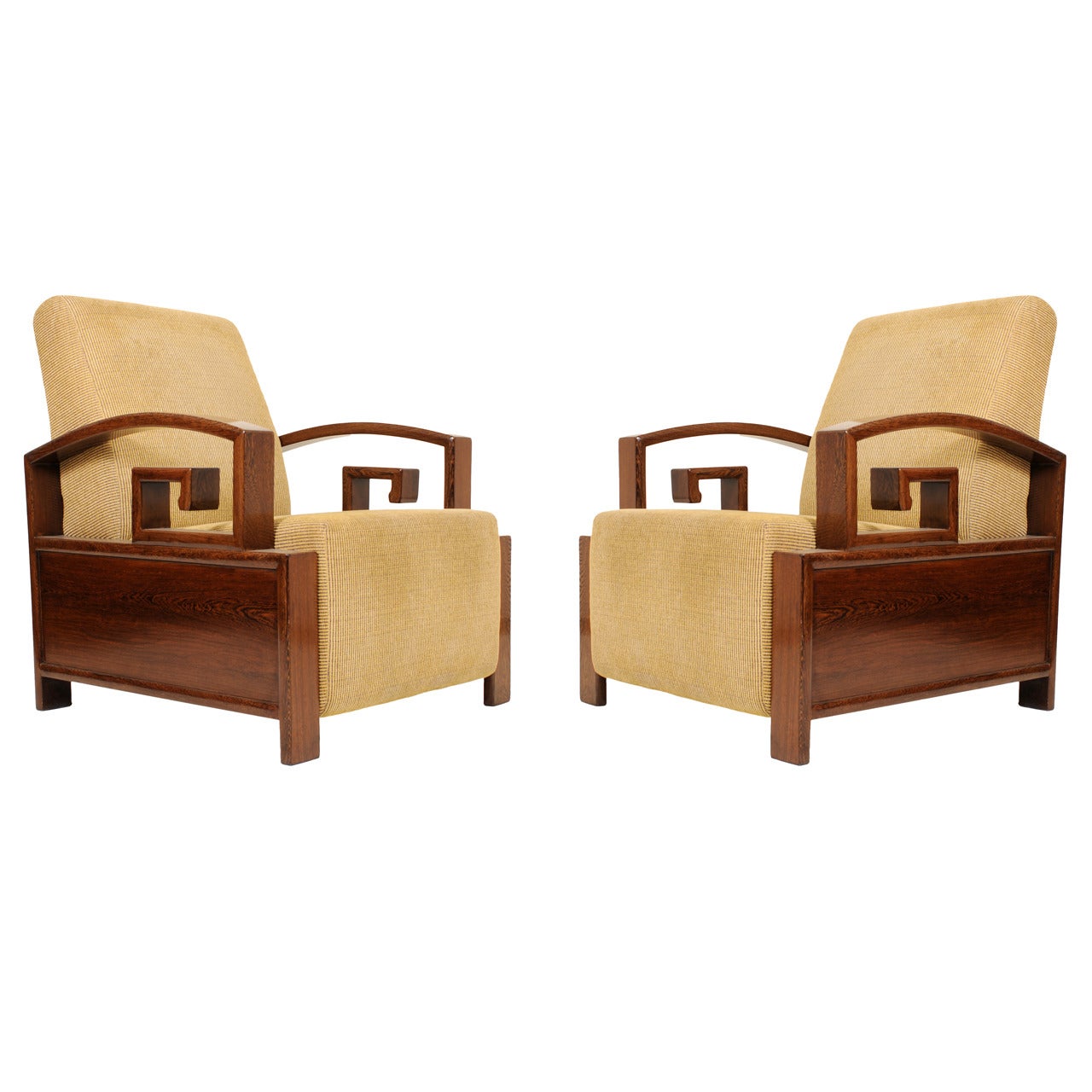 Pair of Chinese Jichimu Deco Chairs with Crooked Dragon Arms