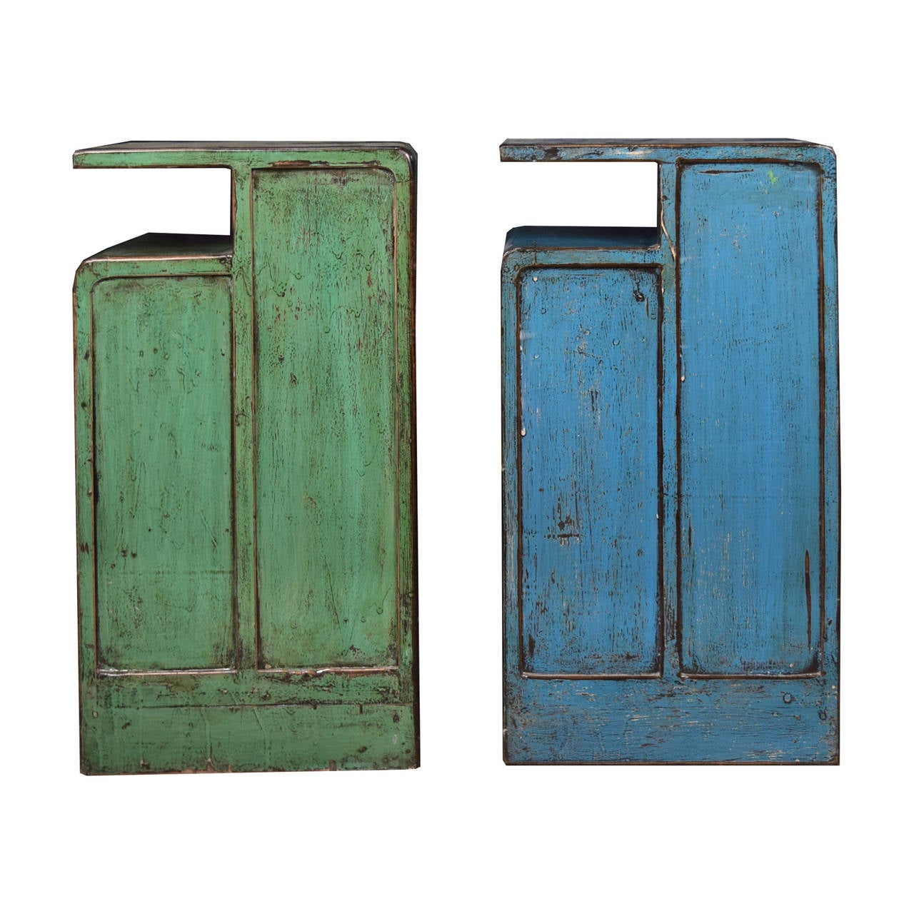 Pair of 20th Century Chinese Color Block Cabinets 2