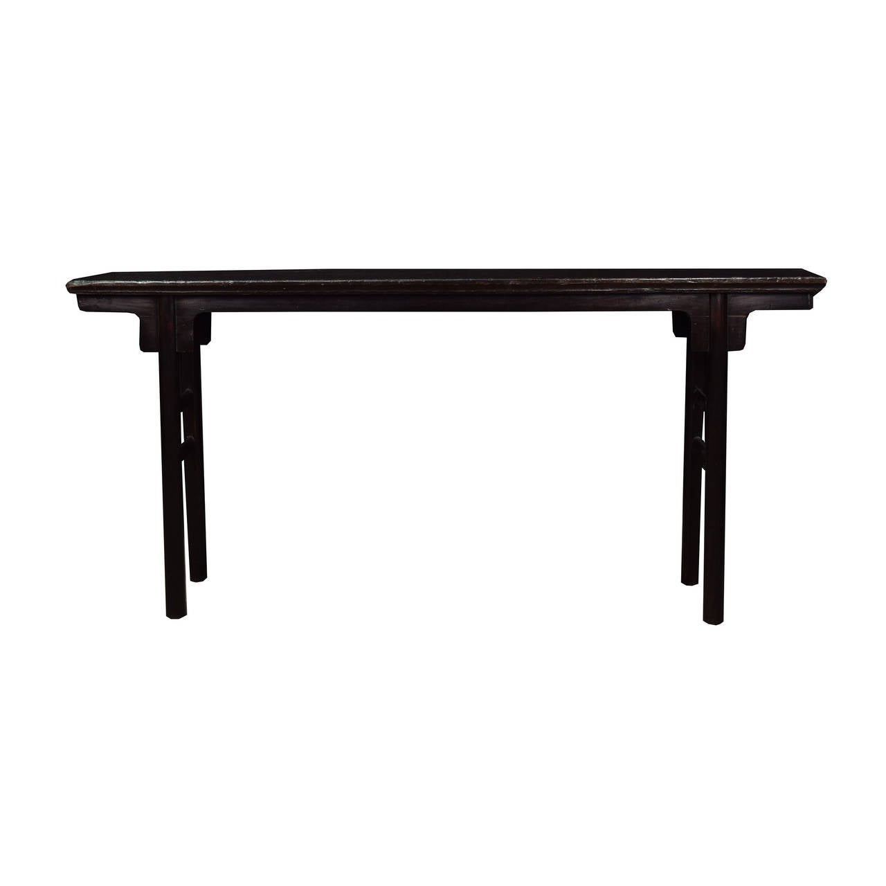 Qing 19th Century Chinese Shallow Altar Table with Inset Legs