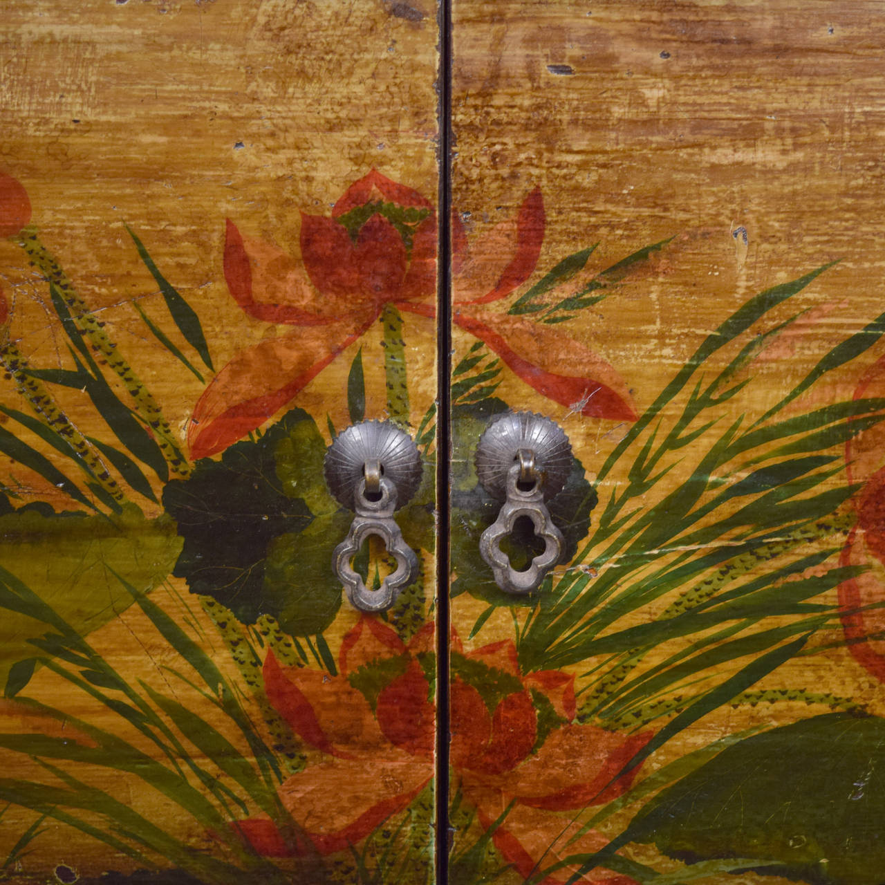 Early 20th Century Chinese Two Door Painted Chest In Excellent Condition In Chicago, IL