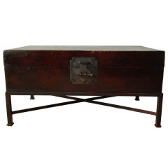 Antique Hide Trunk on Stand