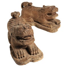 Antique Pair of Ming Fu Dogs