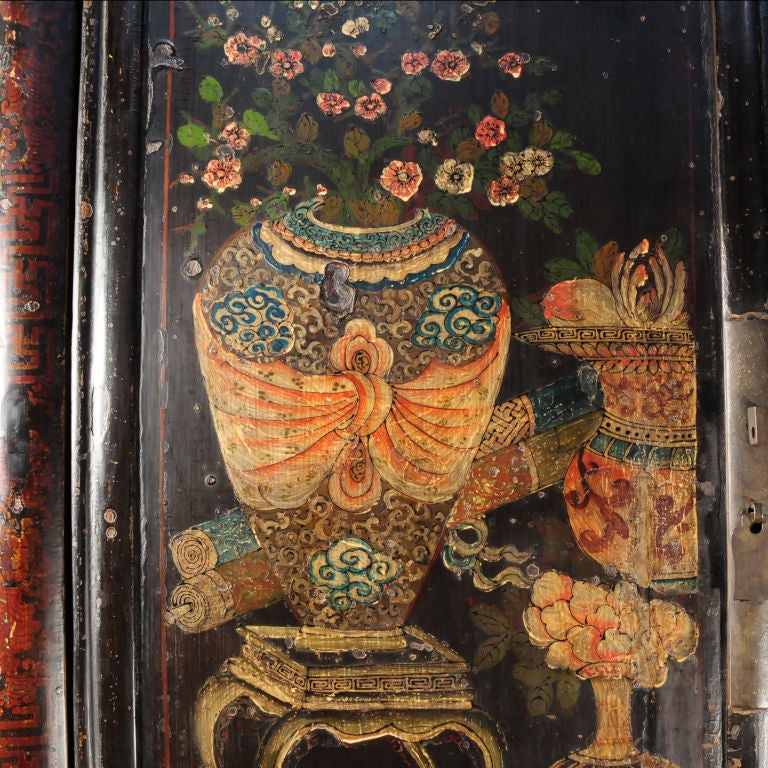 19th Century Folk Painted Two Door Cabinet