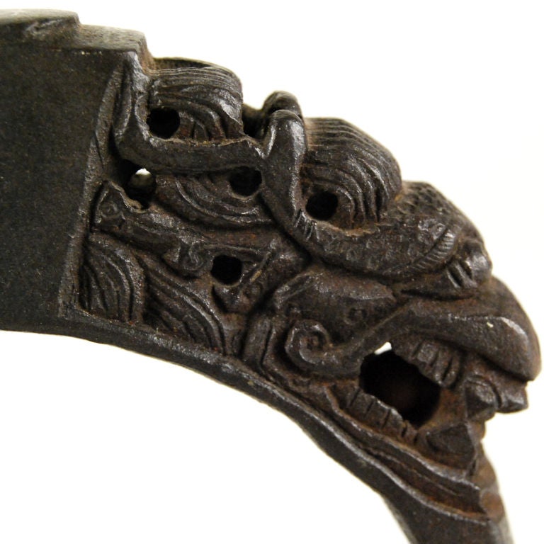 A 19th century Tibetan iron stirrup with dragon adornments.

Pagoda Red Collection #:  BTA011B

Keywords:  Tibetan, Tibet, horse, stirrup, saddle