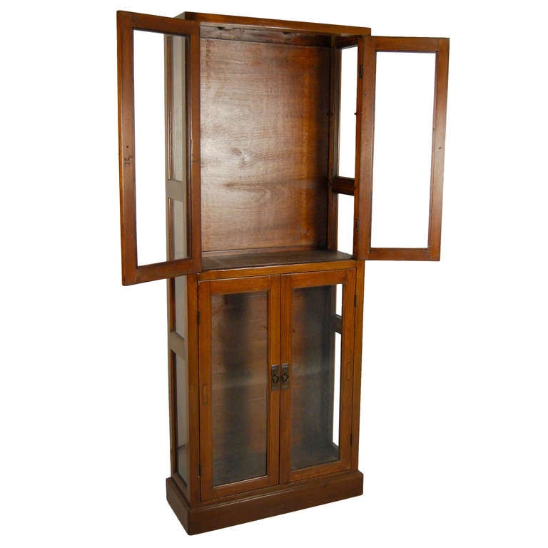 Early 20th Century Chinese Glass Front Display Cabinet In Excellent Condition In Chicago, IL