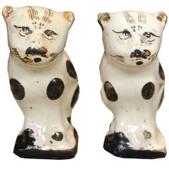 Antique Pair of 19th Century Chinese Ceramic Cat Incense Burners