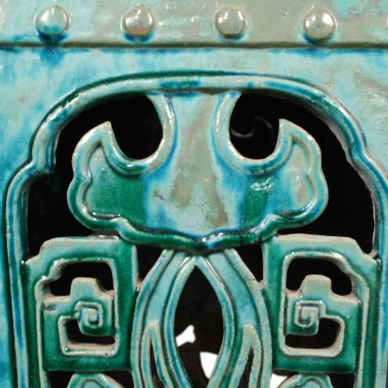 Contemporary Monumental Chinese Turquoise Ceramic Garden Table