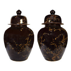 Cocoa Colored Prunus Jars with Lids