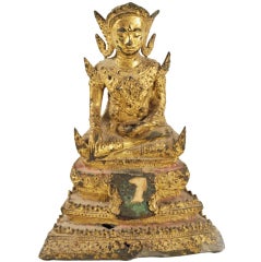 19th Century Thai Gilt Bronze Buddha