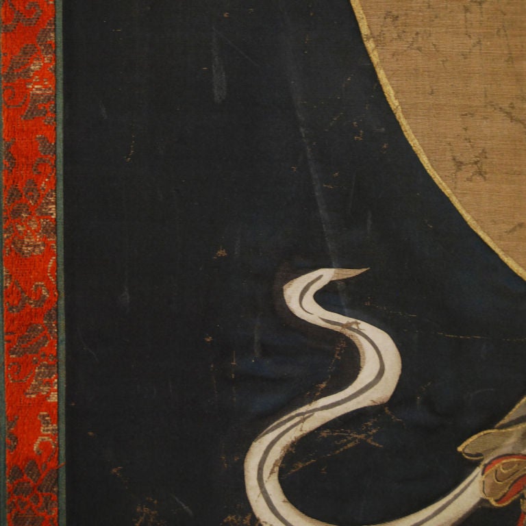 Hand-Painted 18th Century Japanese Buddhist Scroll Painting of Guanyin