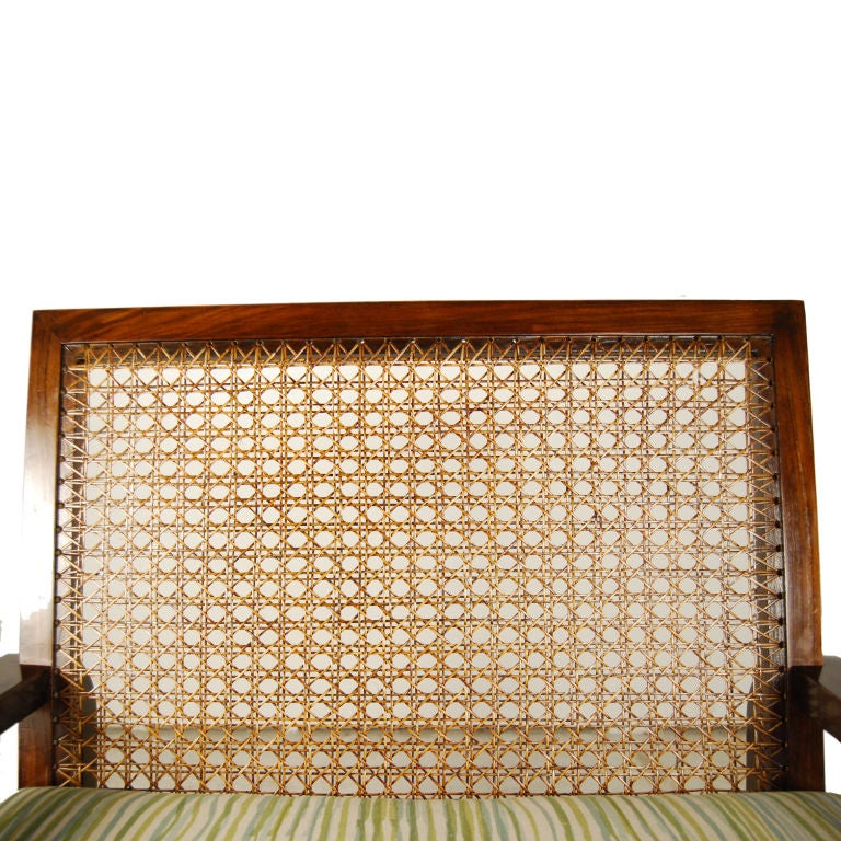 Chinese Pair of Woven Cane Chairs with Cushions