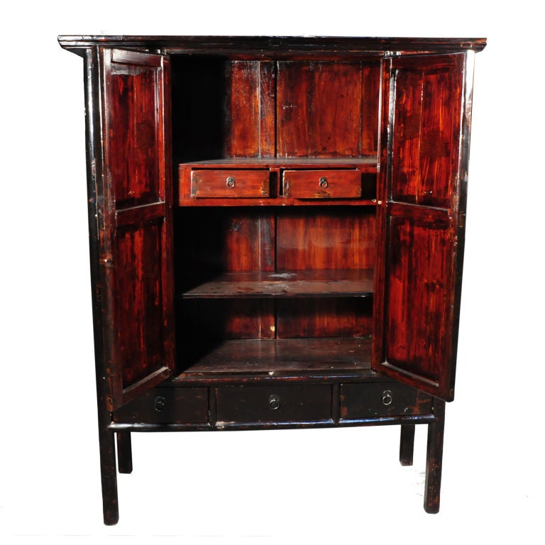 19th Century Chinese Painted Two Door Cabinet 1