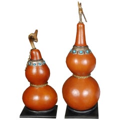 Tibetan Double Gourd Flasks on Stands