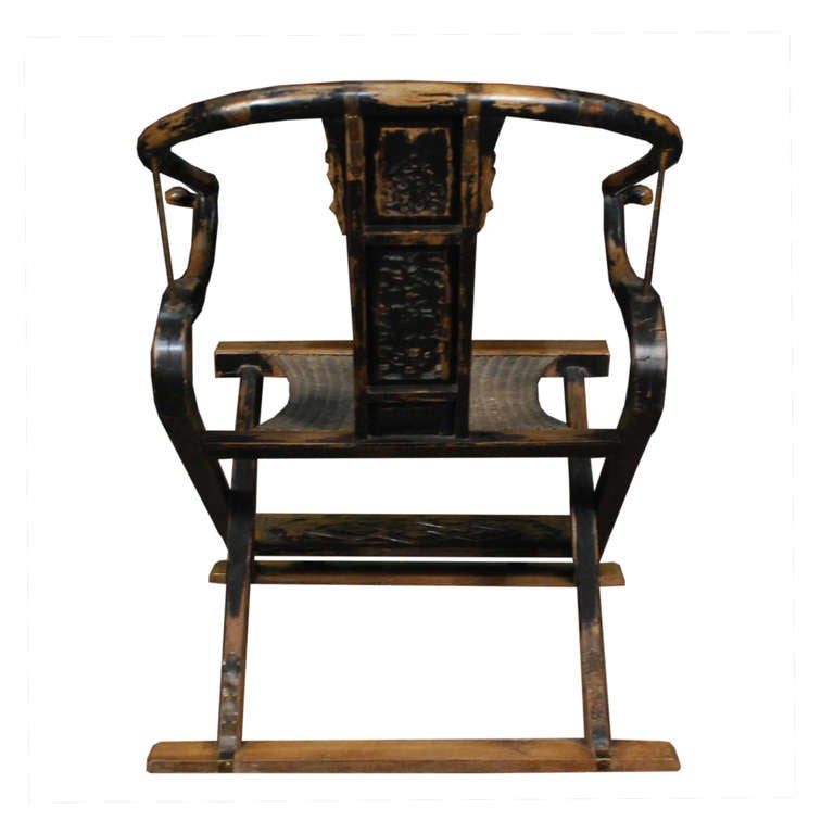 19th Century Pair of Chinese Folding Throne Chairs