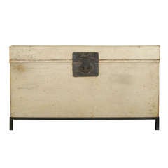 19th Century Chinese White Hide Trunk on Stand