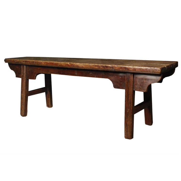 19th Century Chinese Primitive Plank Top Bench