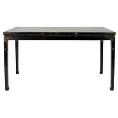 18th Century Chinese Black Lacquer Painting Table