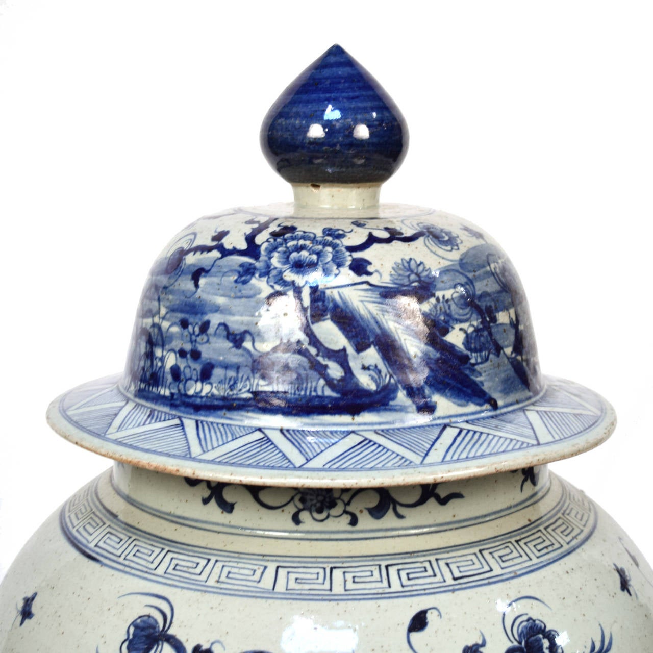 Chinese Pair of Blue and White Ginger Jar with Phoenix and Peonies