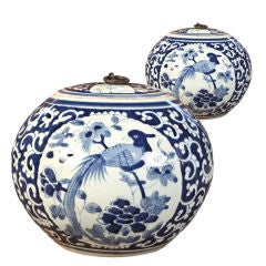 Pair of Blue and White Jars