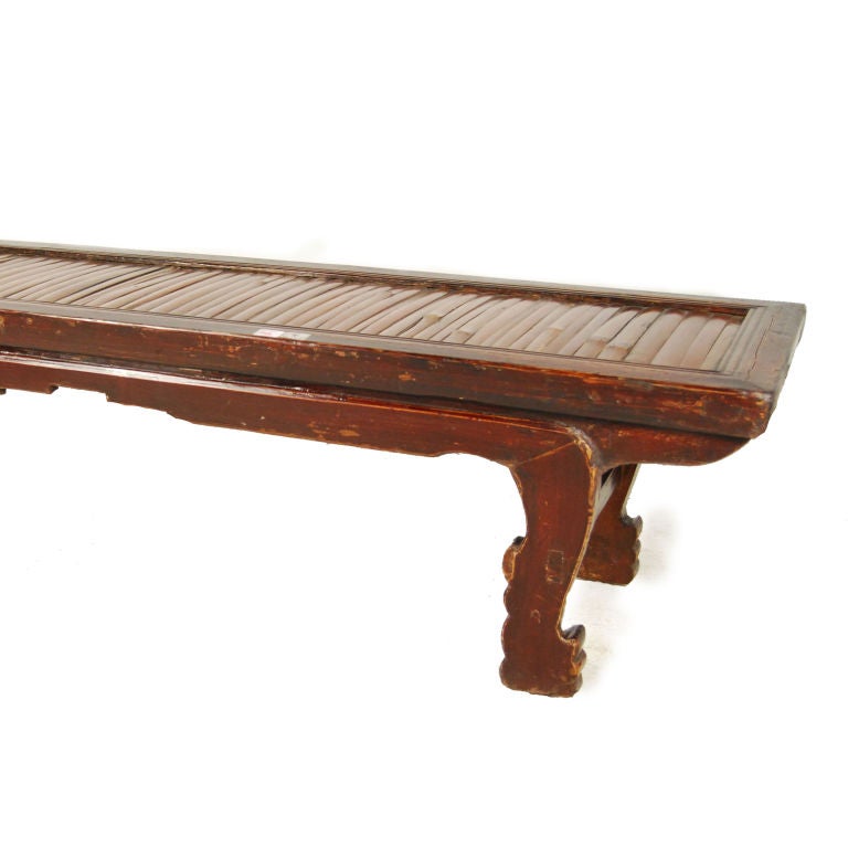 19th Century Chinese Double-Sided Bench with Bamboo Top