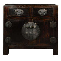 Early 20th Century Chinese Two Drawer Two Door Square Corner Chest