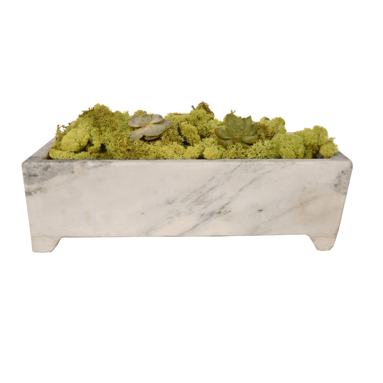 A petite marble trough from Shanxi province, China with a beveled lip, rounded edges and four feet.