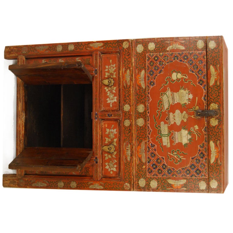 Mongolian Folk Painted Chest with Trunk -SATURDAY SALE-