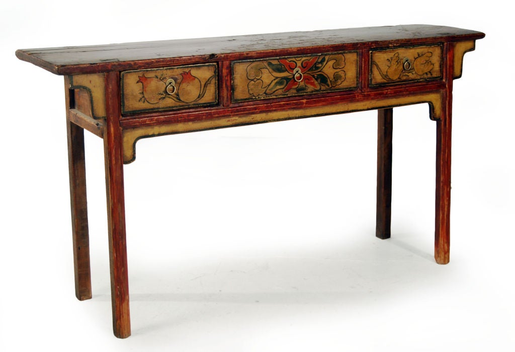 chinesischer volkstümlich bemalter Altar des 19