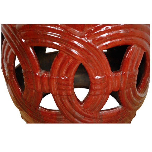 20th Century Chinese Cinnabar Glazed Garden Stool