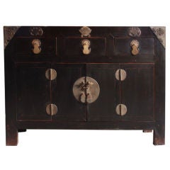 Antique 19th Century Chinese Three Drawer Two Door Coffer