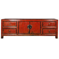 Early 20th Century Chinese Low Red Kang Chest