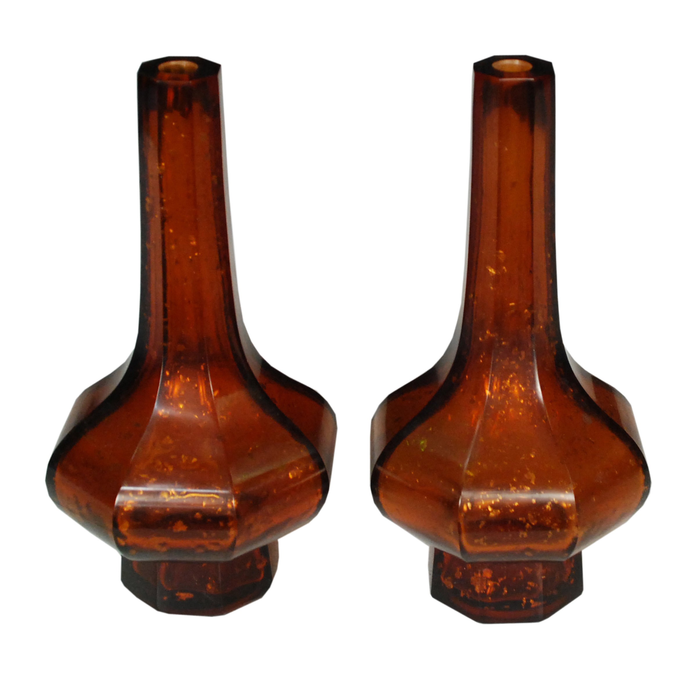 Pair of Early 20th Century Chinese Oxblood Peking Glass Bud Vases