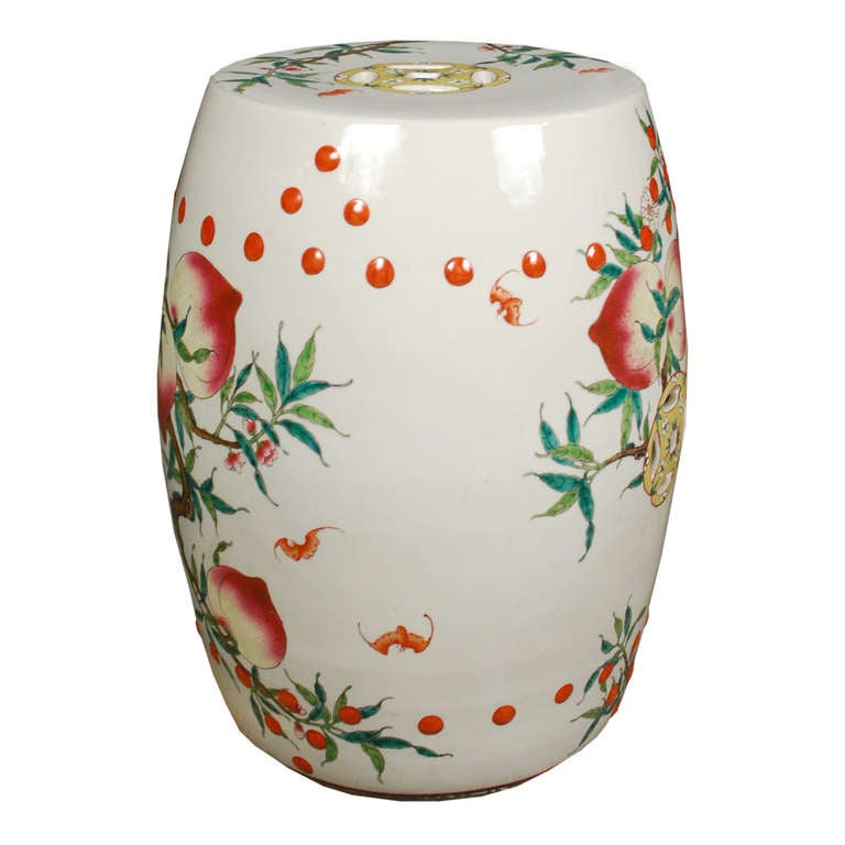 Ceramic Colorful Chinese Stools with Pomegranates