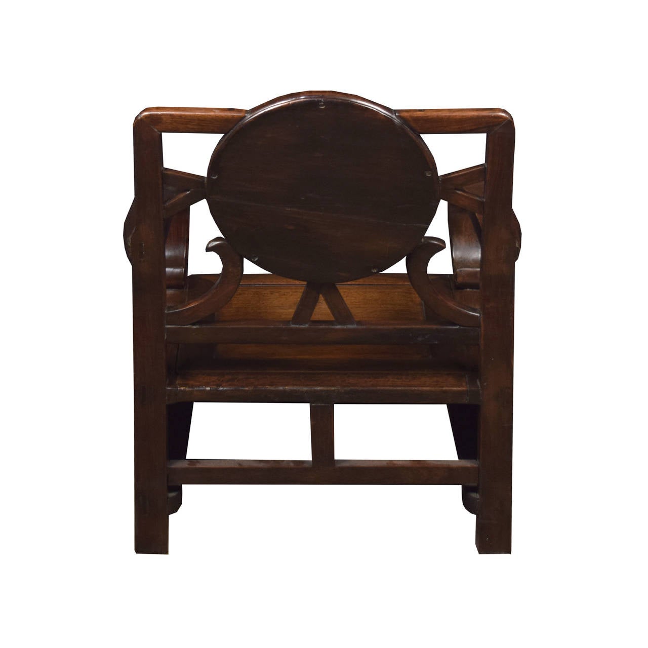 Chinese Deco Meditation Chair with Stone Medallion In Excellent Condition In Chicago, IL