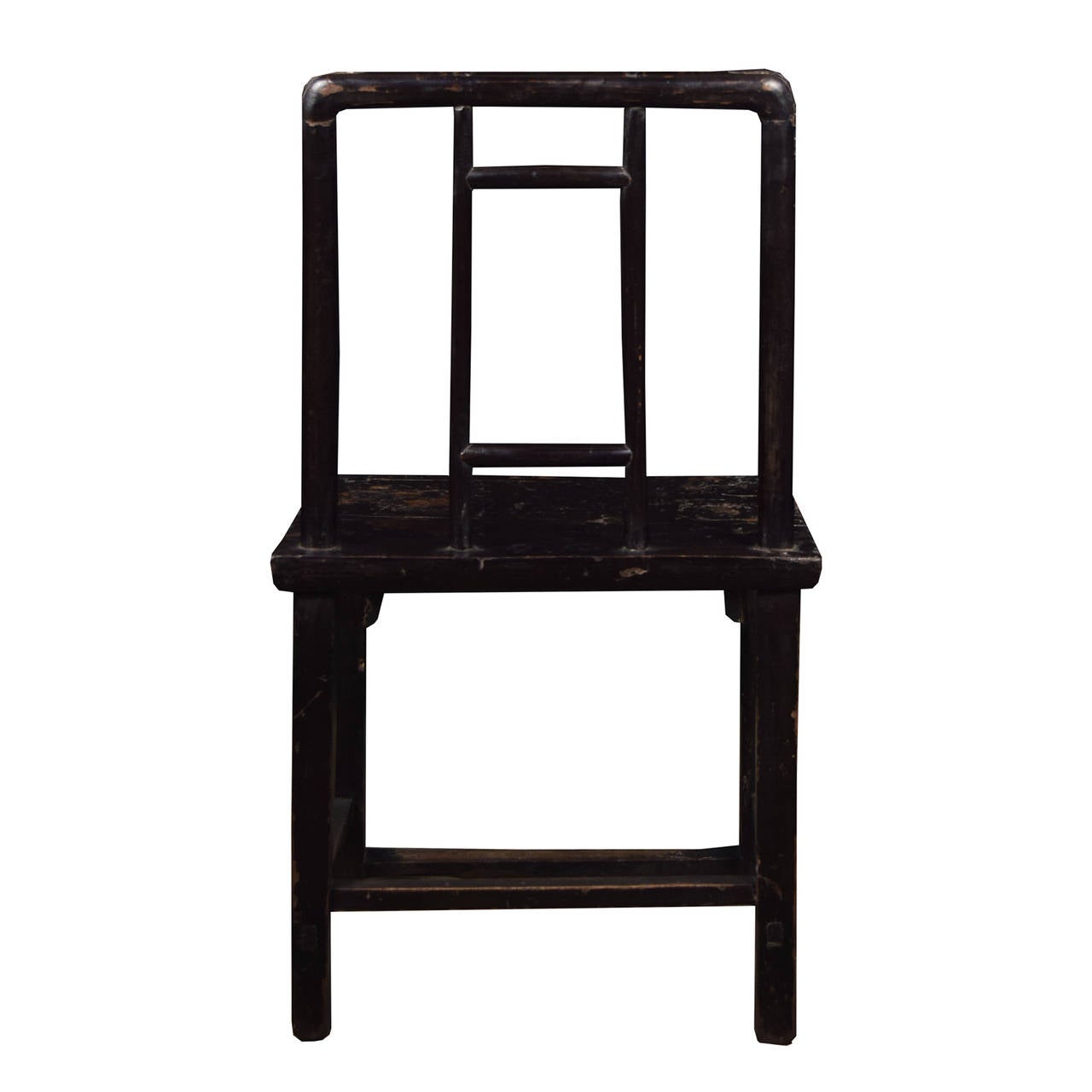 Pair of 19th Century Chinese Black Lacquer Side Chairs 1
