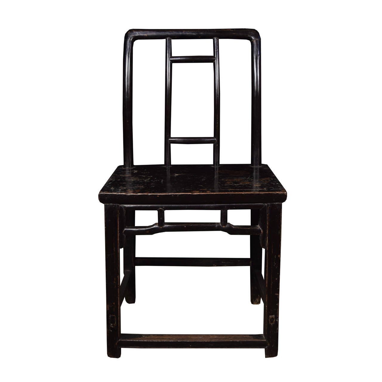 Qing Pair of 19th Century Chinese Black Lacquer Side Chairs