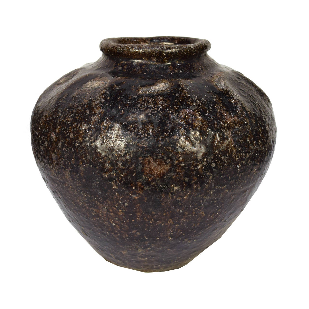 Early 20th Century Chinese Petite Coco Glazed Storage Jar