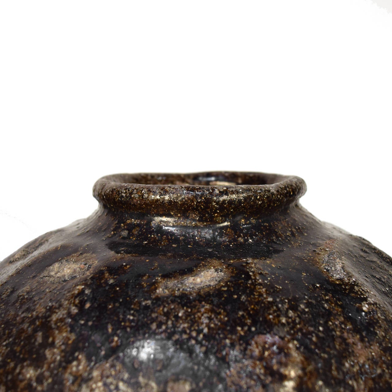 Ceramic Early 20th Century Chinese Petite Coco Glazed Storage Jar