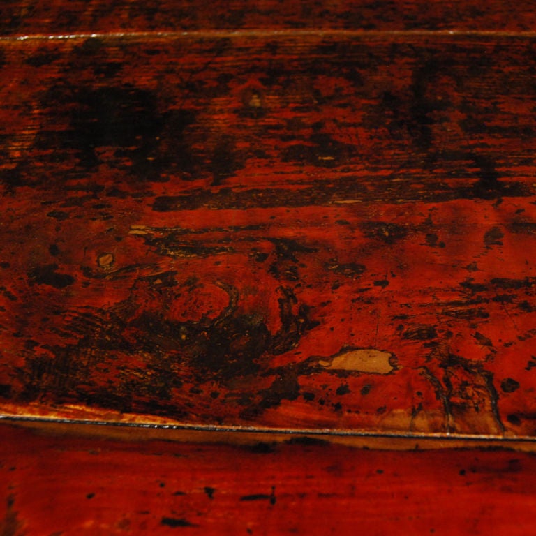19th Century Chinese Four Drawer Red Lacquer Table 3