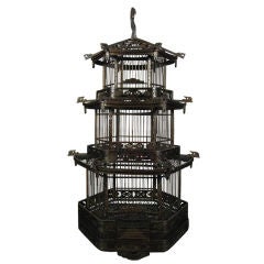 Antique Early 20th Century Chinese Pagoda Bird Cage