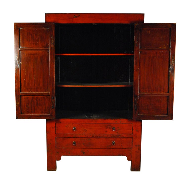 19th Century Chinese Red Lacquer Cabinet