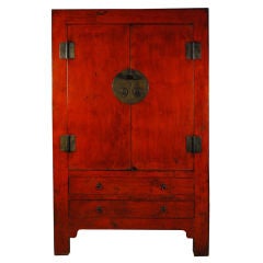 Antique 19th Century Chinese Red Lacquer Cabinet