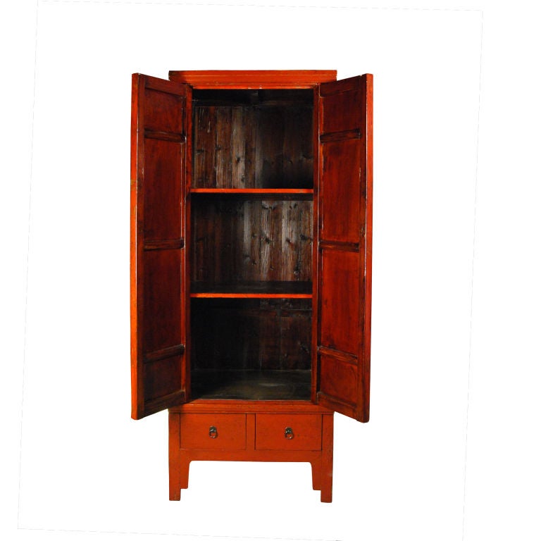 19th Century Chinese Red Lacquer Cabinet
