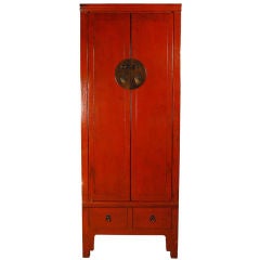 19th Century Chinese Red Lacquer Cabinet