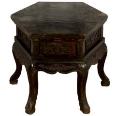Antique Low 19th Century Chinese Six-Legged Table with Drawer
