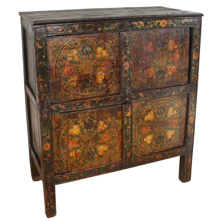 19th Century Tibetan Lotus Mandala Chest
