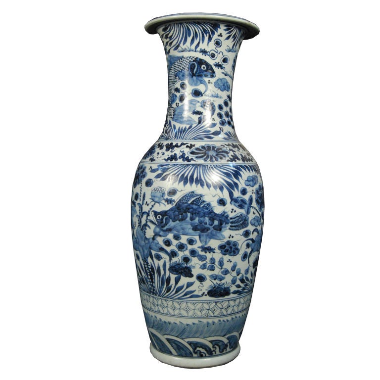 Pair of Monumental Chinese Blue and White Vases