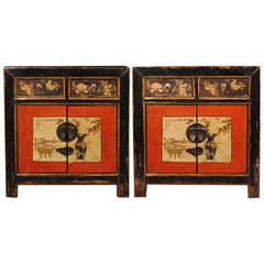 Pair of Early 20th Century Two Door Two Drawers Painted Chests