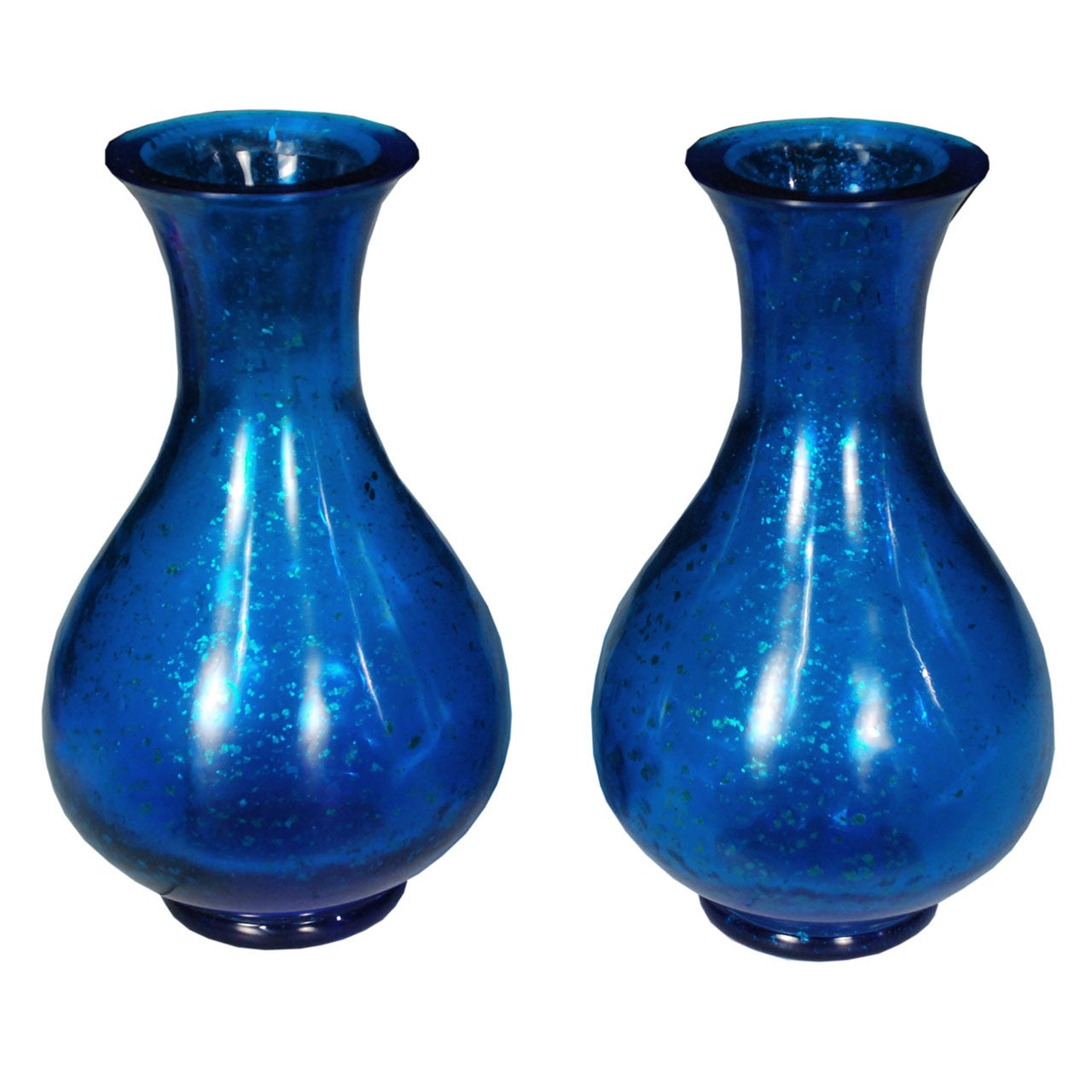 Pair of Chinese Sapphire Peking Glass Vases
