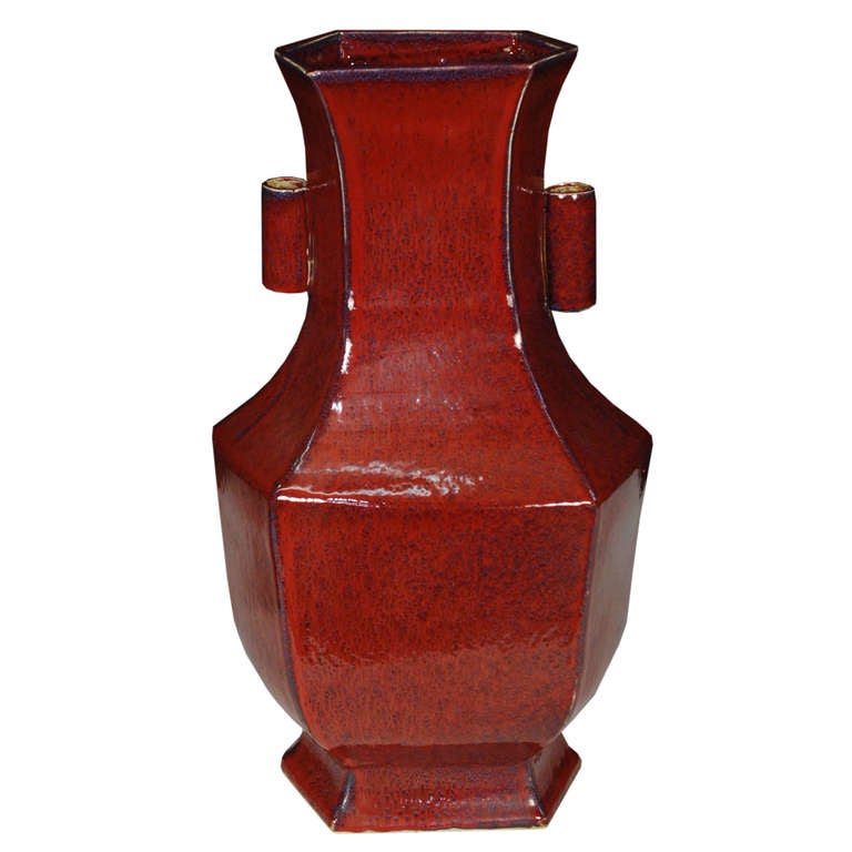 A pair of red six sided vases from Southern China. These vases have a lovely color and shape.

Pagoda Red Collection # BJC016